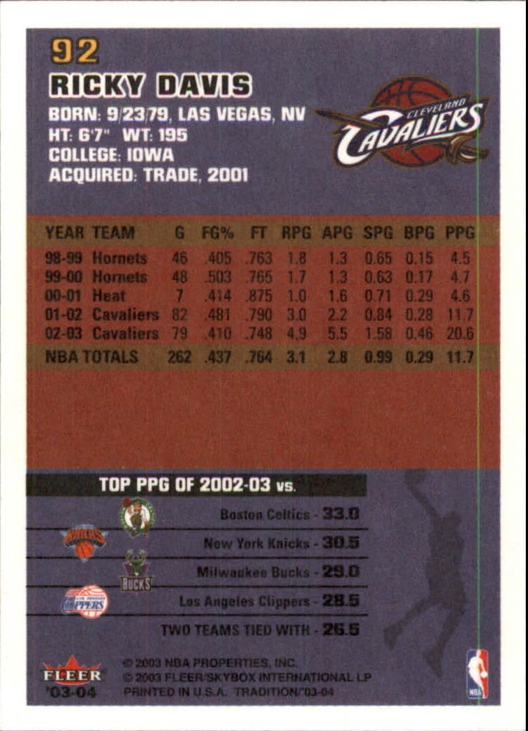 2003/2004 Fleer Tradition Basketball Part 1 Main Set Cards #1 to #150 - Picture 181 of 297