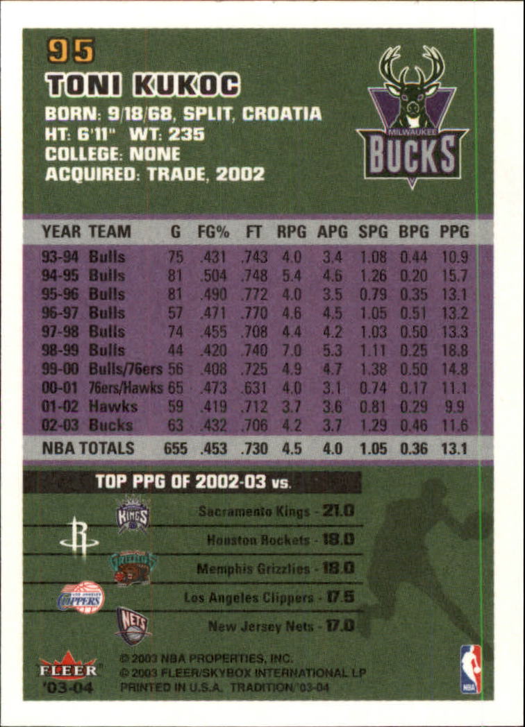 2003/2004 Fleer Tradition Basketball Part 1 Main Set Cards #1 to #150 - Picture 187 of 297
