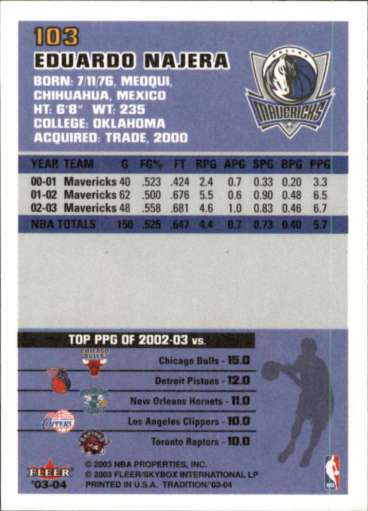 2003/2004 Fleer Tradition Basketball Part 1 Main Set Cards #1 to #150 - Picture 203 of 297