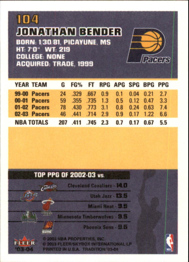 2003/2004 Fleer Tradition Basketball Part 1 Main Set Cards #1 to #150 - Picture 205 of 297