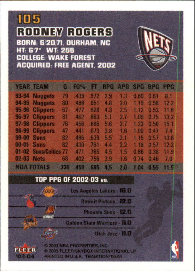 2003/2004 Fleer Tradition Basketball Part 1 Main Set Cards #1 to #150 - Picture 207 of 297