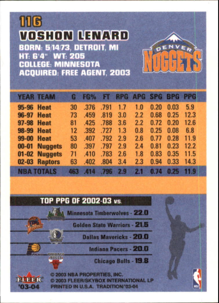 2003/2004 Fleer Tradition Basketball Part 1 Main Set Cards #1 to #150 - Picture 229 of 297