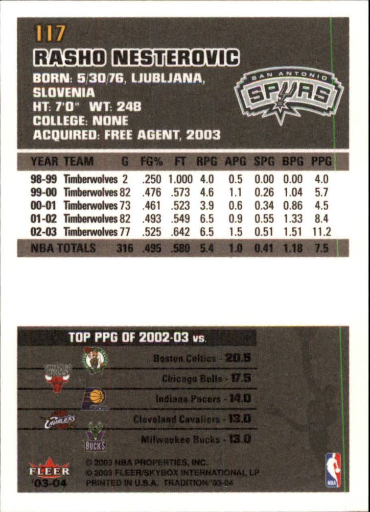 2003/2004 Fleer Tradition Basketball Part 1 Main Set Cards #1 to #150 - Picture 231 of 297