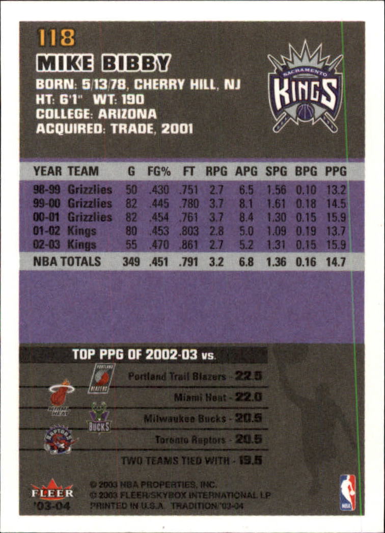 2003/2004 Fleer Tradition Basketball Part 1 Main Set Cards #1 to #150 - Picture 233 of 297