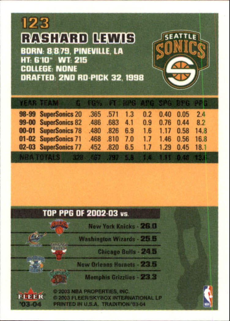 2003/2004 Fleer Tradition Basketball Part 1 Main Set Cards #1 to #150 - Picture 243 of 297