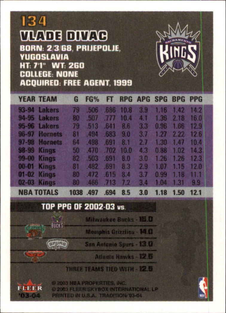2003/2004 Fleer Tradition Basketball Part 1 Main Set Cards #1 to #150 - Picture 265 of 297