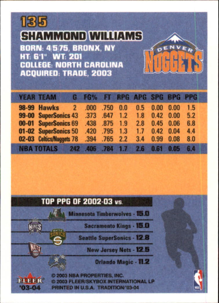 2003/2004 Fleer Tradition Basketball Part 1 Main Set Cards #1 to #150 - Picture 267 of 297