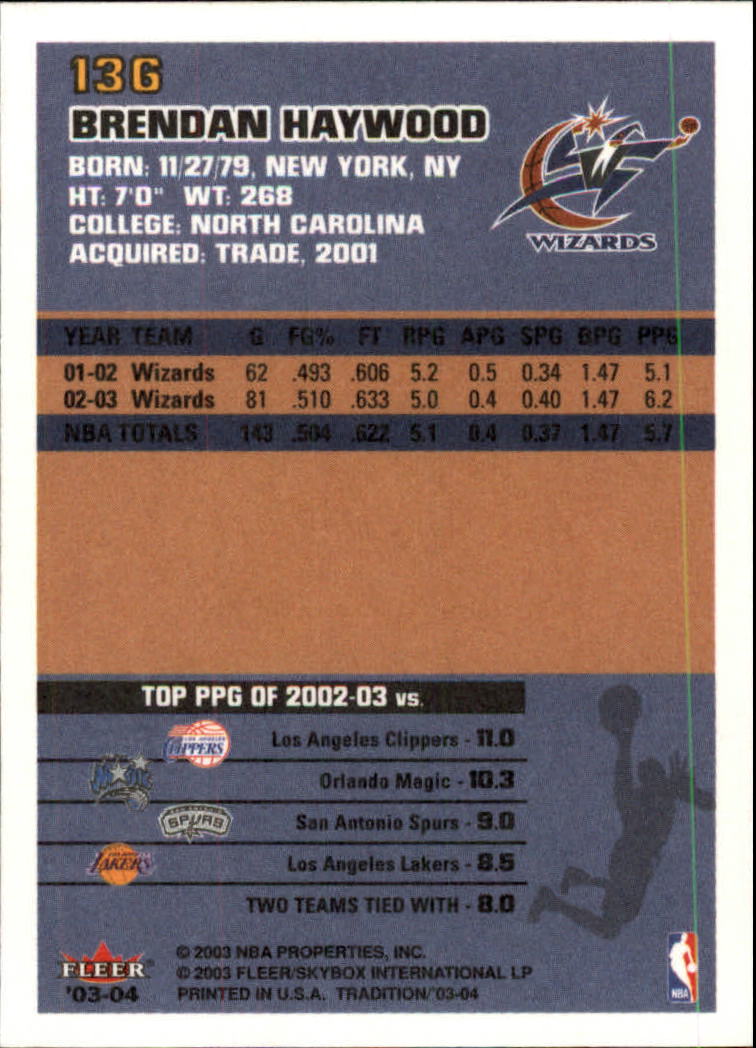 2003/2004 Fleer Tradition Basketball Part 1 Main Set Cards #1 to #150 - Picture 269 of 297