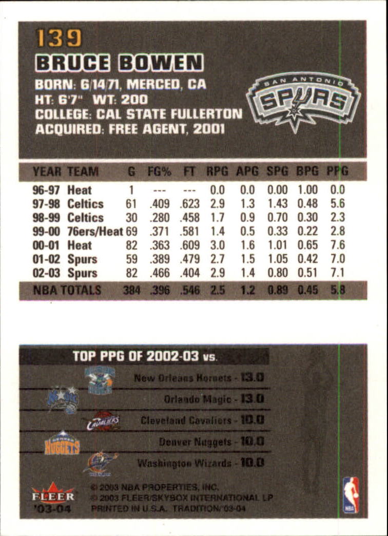 2003/2004 Fleer Tradition Basketball Part 1 Main Set Cards #1 to #150 - Picture 275 of 297