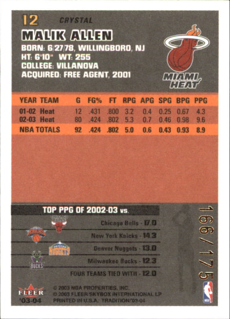 2003/2004 Fleer Tradition Basketball Part 3 Parallel and Insert Cards - Picture 11 of 220