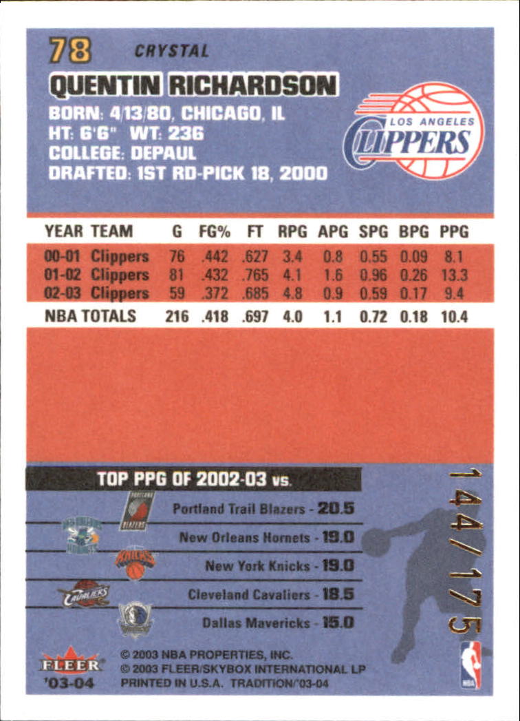 2003/2004 Fleer Tradition Basketball Part 3 Parallel and Insert Cards - Picture 39 of 220