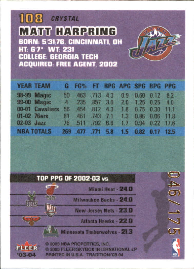 2003/2004 Fleer Tradition Basketball Part 3 Parallel and Insert Cards - Picture 51 of 220