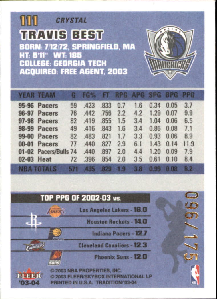 2003/2004 Fleer Tradition Basketball Part 3 Parallel and Insert Cards - Picture 53 of 220