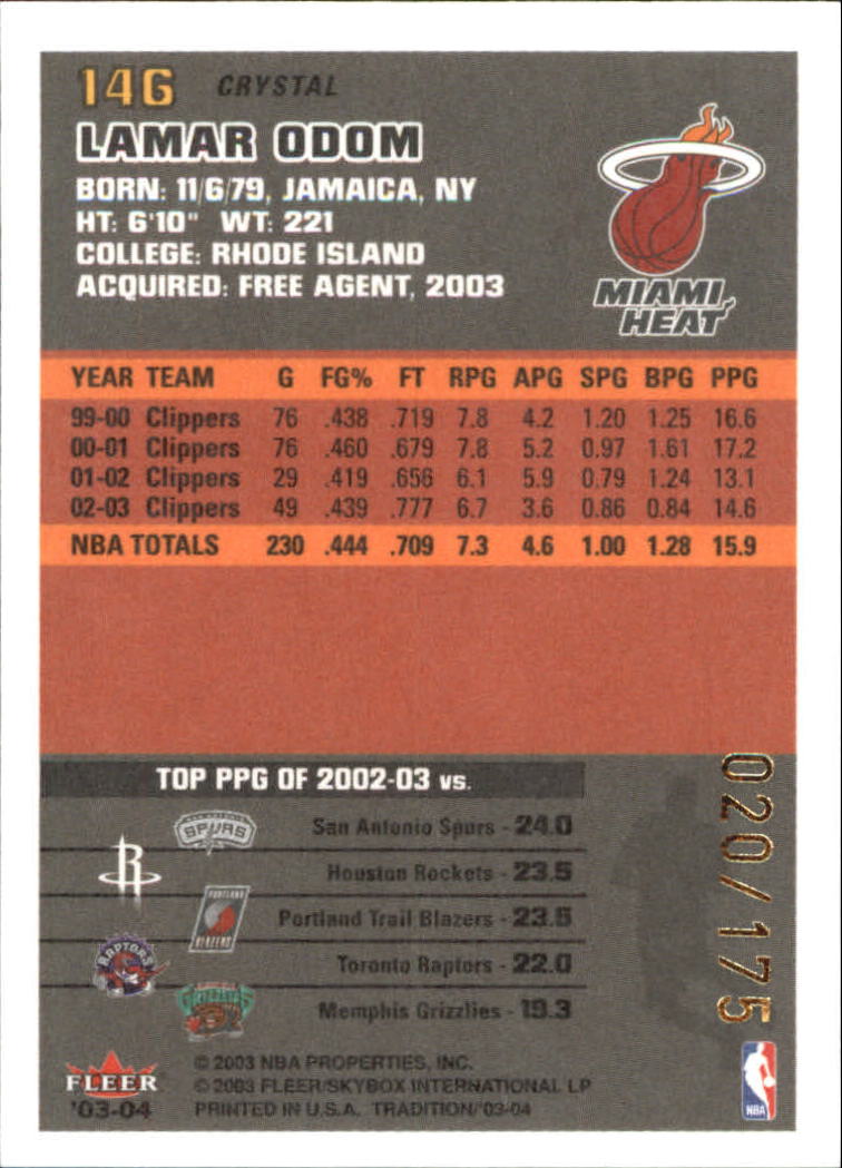 2003/2004 Fleer Tradition Basketball Part 3 Parallel and Insert Cards - Picture 63 of 220