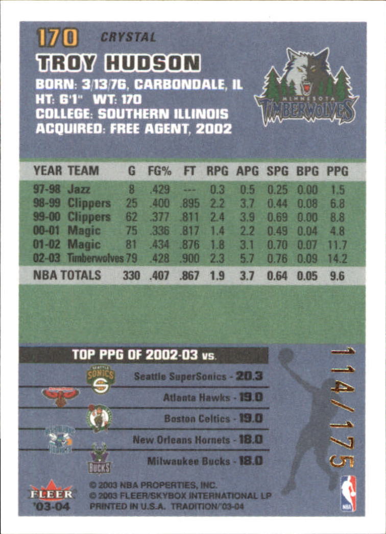 2003/2004 Fleer Tradition Basketball Part 3 Parallel and Insert Cards - Picture 77 of 220