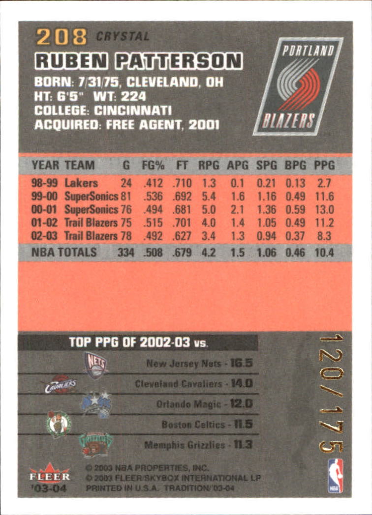 2003/2004 Fleer Tradition Basketball Part 3 Parallel and Insert Cards - Picture 93 of 220
