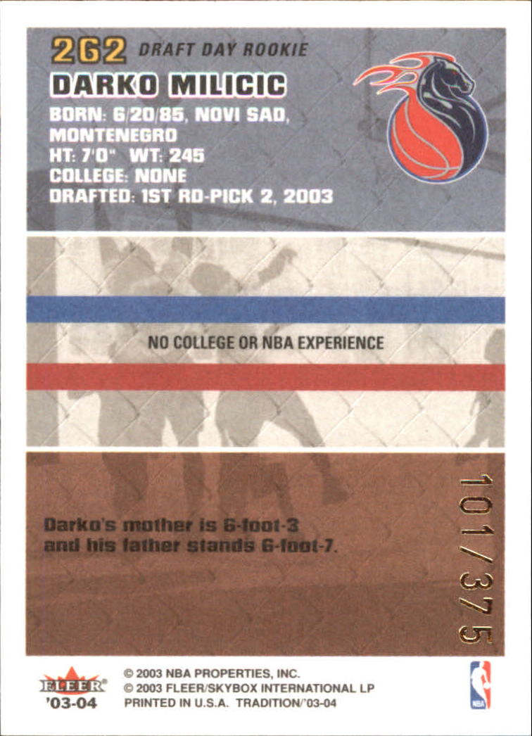 2003/2004 Fleer Tradition Basketball Part 3 Parallel and Insert Cards - Picture 109 of 220