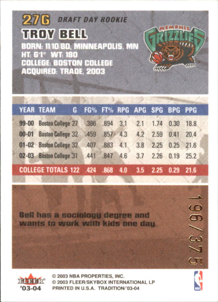 2003/2004 Fleer Tradition Basketball Part 3 Parallel and Insert Cards - Picture 121 of 220