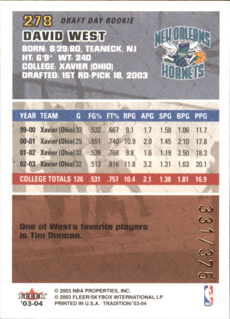 2003/2004 Fleer Tradition Basketball Part 3 Parallel and Insert Cards - Picture 125 of 220