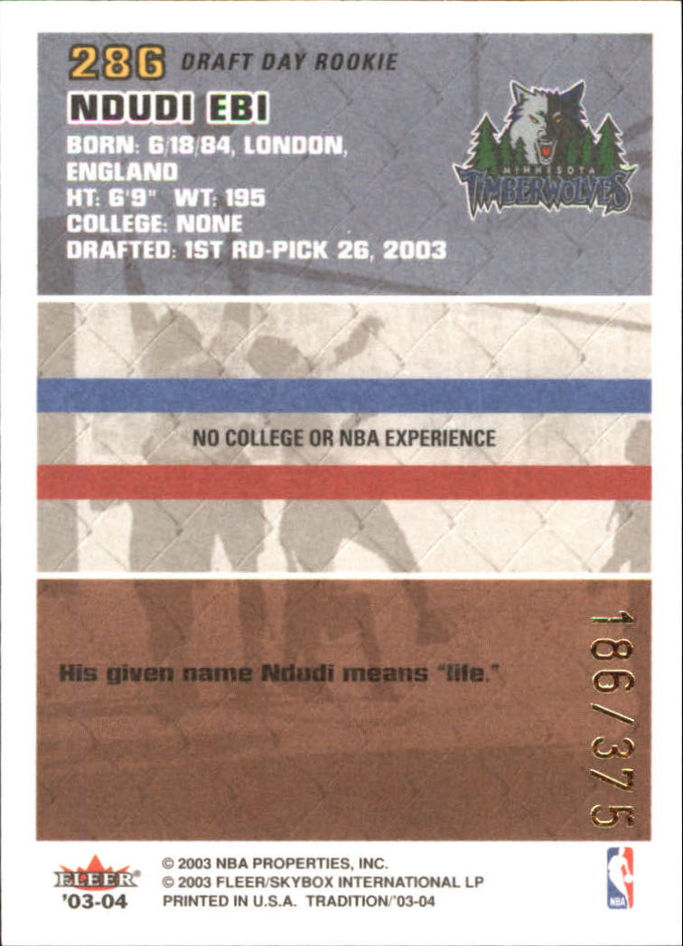 2003/2004 Fleer Tradition Basketball Part 3 Parallel and Insert Cards - Picture 133 of 220