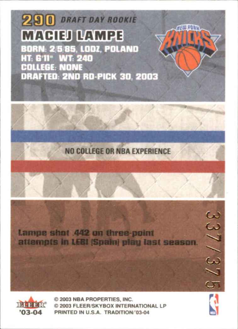 2003/2004 Fleer Tradition Basketball Part 3 Parallel and Insert Cards - Picture 135 of 220