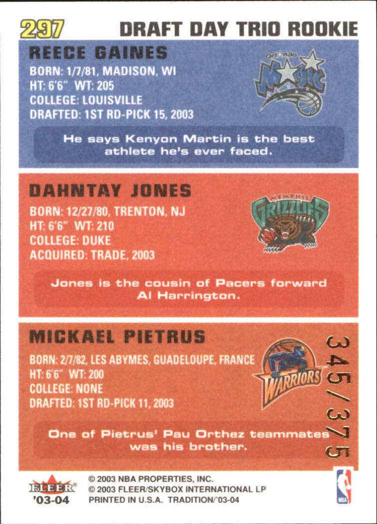 2003/2004 Fleer Tradition Basketball Part 3 Parallel and Insert Cards - Picture 139 of 220