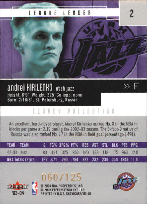 2003/2004 Showcase (Fleer) Basketball Part 2 Insert and Parallel Cards - Picture 17 of 44