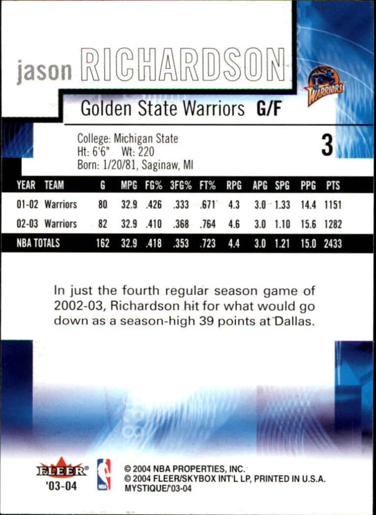 2003/2004 Mystique (Fleer) Basketball - Picture 7 of 231