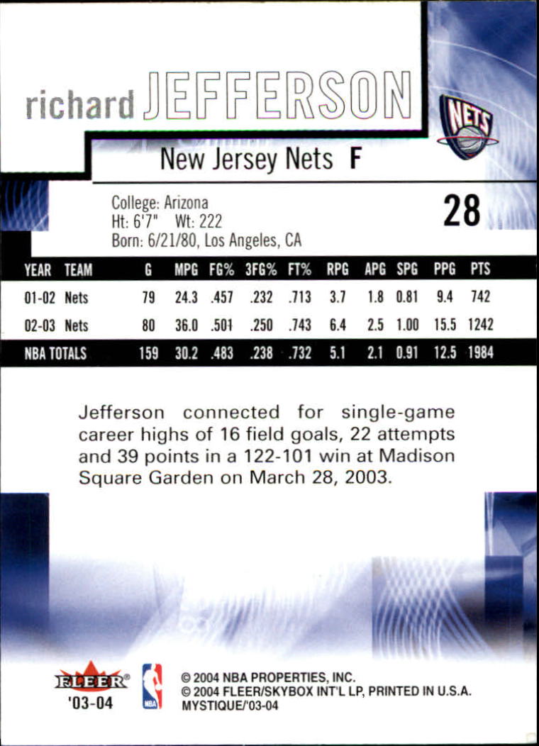 2003/2004 Mystique (Fleer) Basketball - Picture 57 of 231