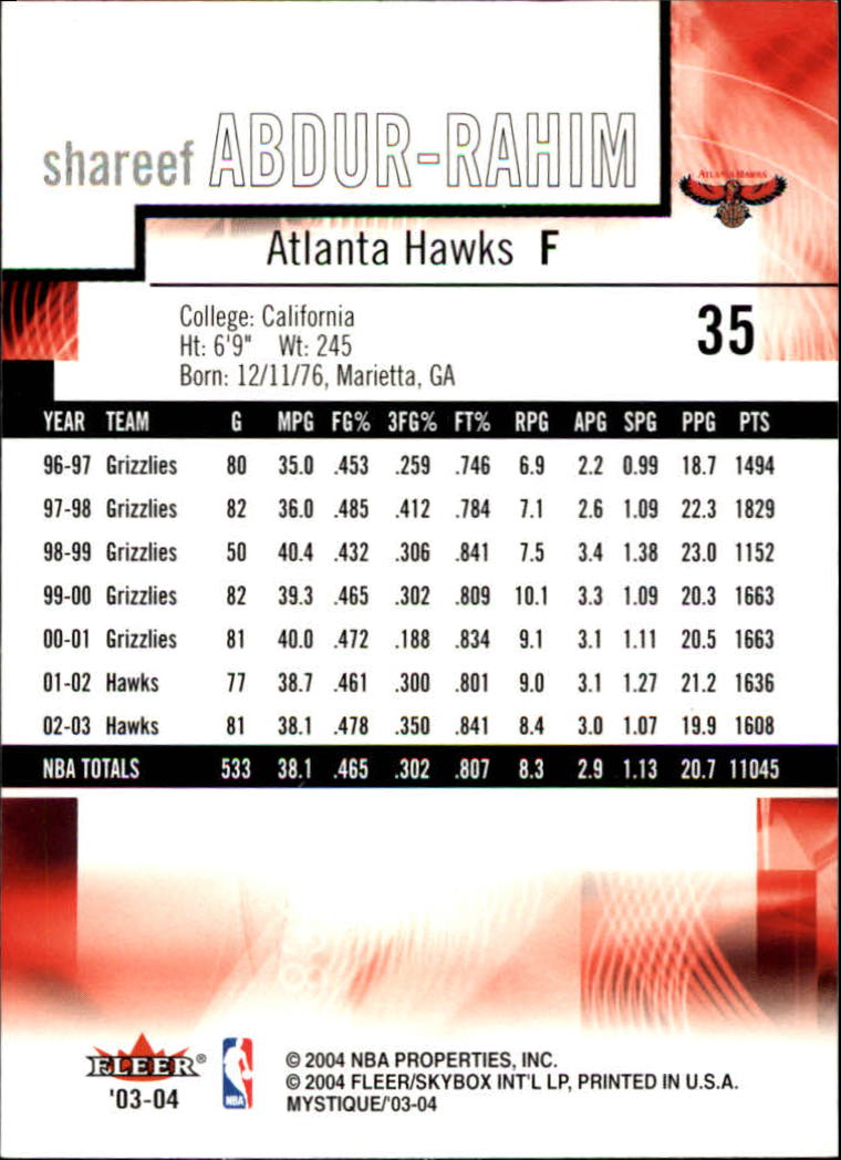 2003/2004 Mystique (Fleer) Basketball - Picture 71 of 231