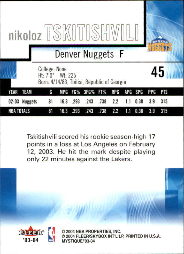 2003/2004 Mystique (Fleer) Basketball - Picture 91 of 231