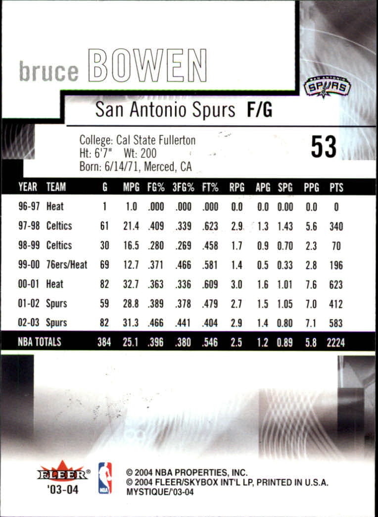 2003/2004 Mystique (Fleer) Basketball - Picture 107 of 231