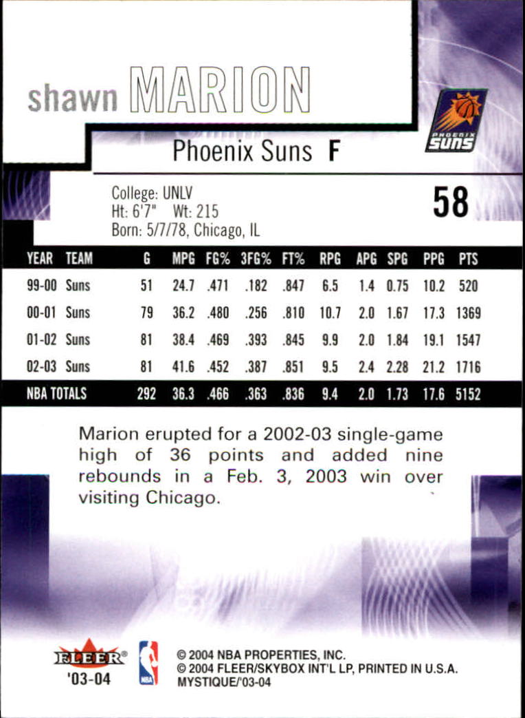2003/2004 Mystique (Fleer) Basketball - Picture 117 of 231