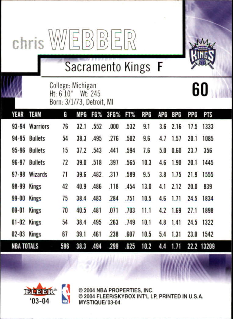 2003/2004 Mystique (Fleer) Basketball - Picture 121 of 231