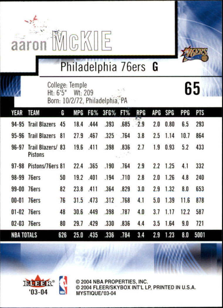 2003/2004 Mystique (Fleer) Basketball - Picture 131 of 231