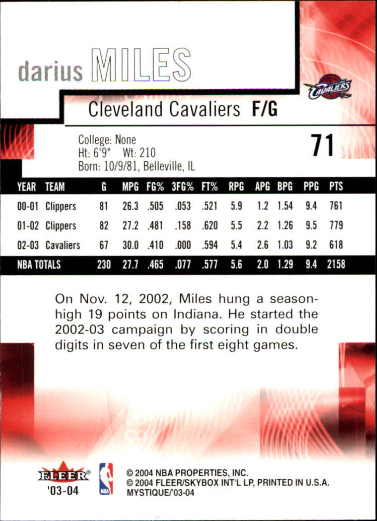 2003/2004 Mystique (Fleer) Basketball - Picture 143 of 231
