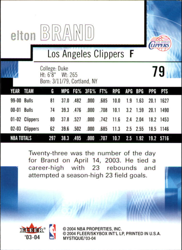 2003/2004 Mystique (Fleer) Basketball - Picture 159 of 231