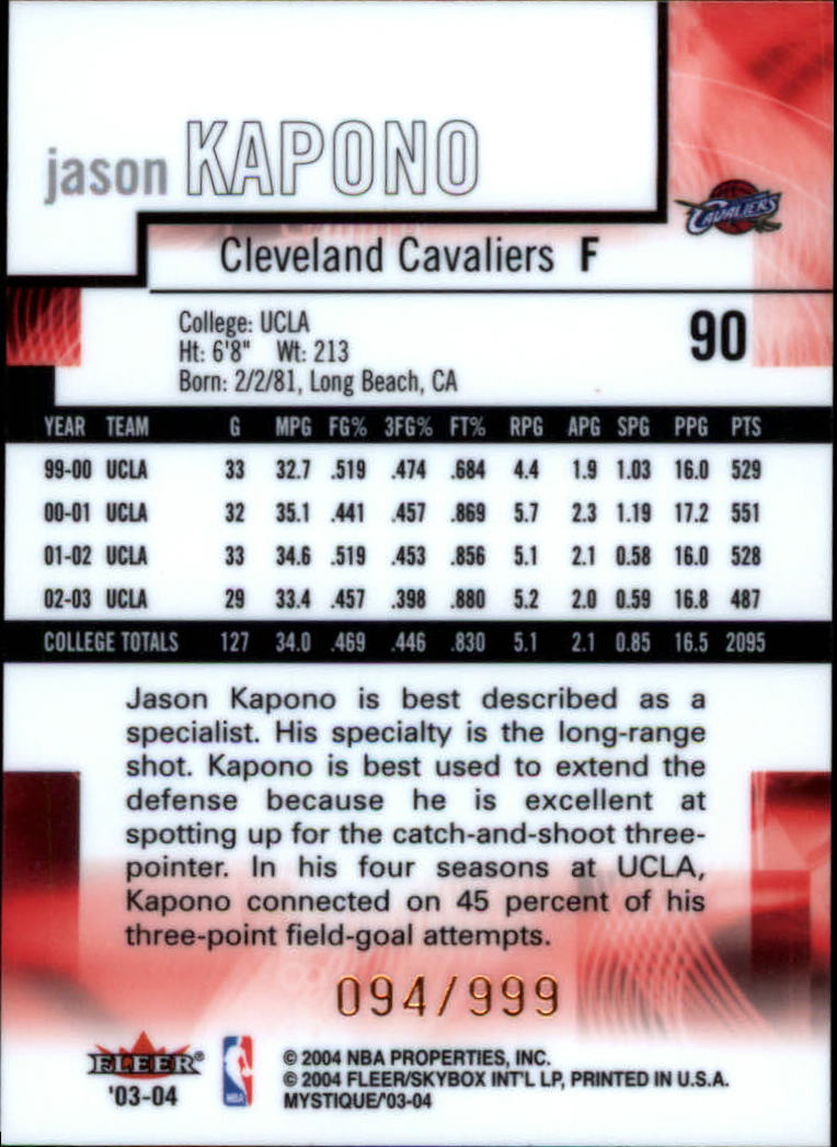 2003/2004 Mystique (Fleer) Basketball - Picture 173 of 231