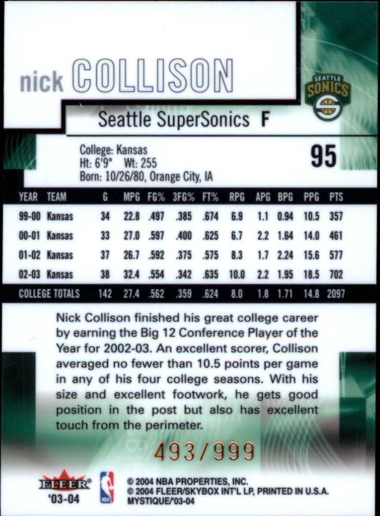 2003/2004 Mystique (Fleer) Basketball - Picture 179 of 231