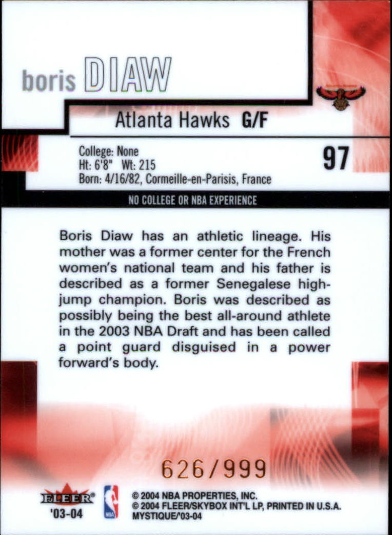 2003/2004 Mystique (Fleer) Basketball - Picture 181 of 231