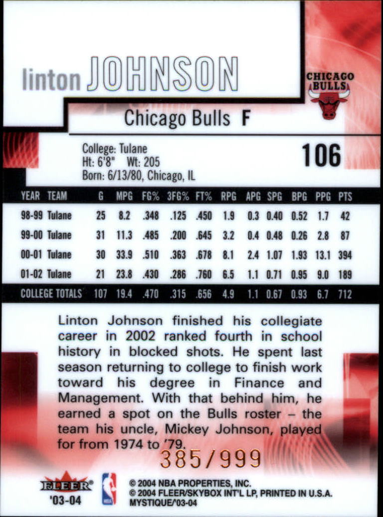 2003/2004 Mystique (Fleer) Basketball - Picture 185 of 231