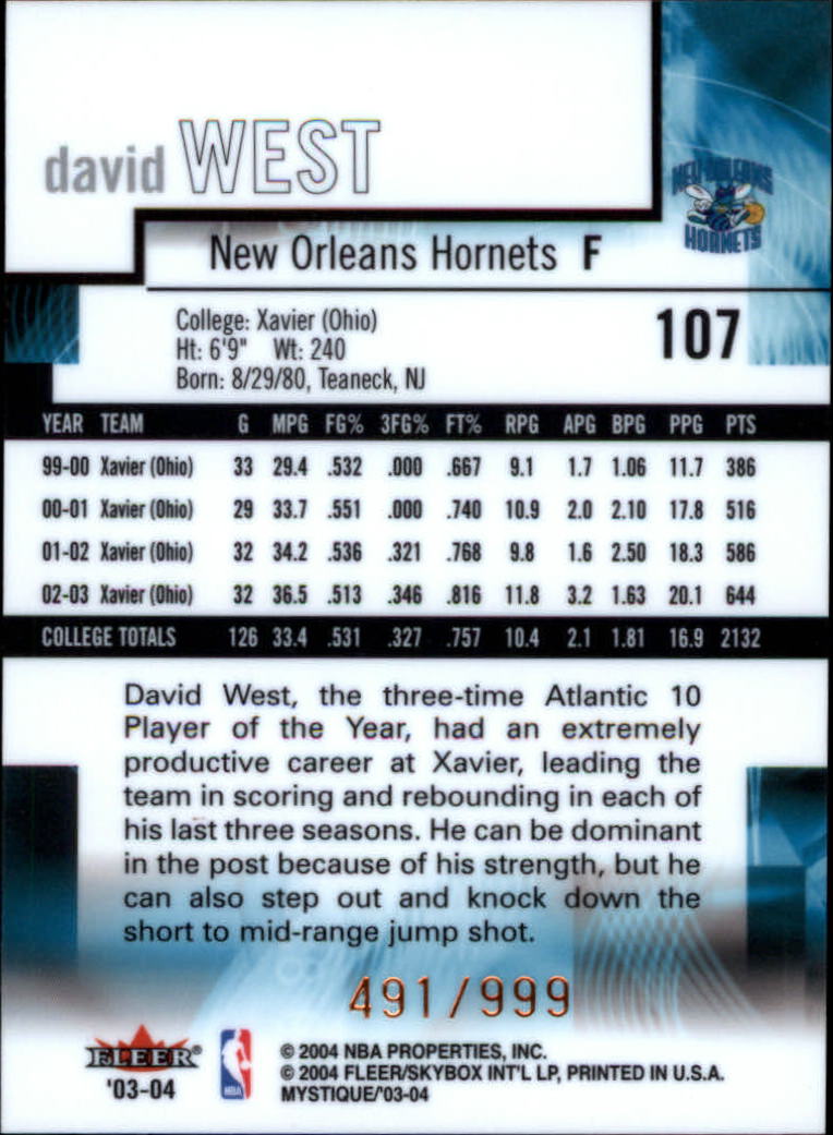 2003/2004 Mystique (Fleer) Basketball - Picture 187 of 231