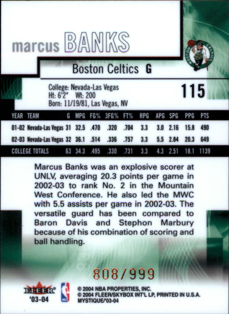 2003/2004 Mystique (Fleer) Basketball - Picture 193 of 231