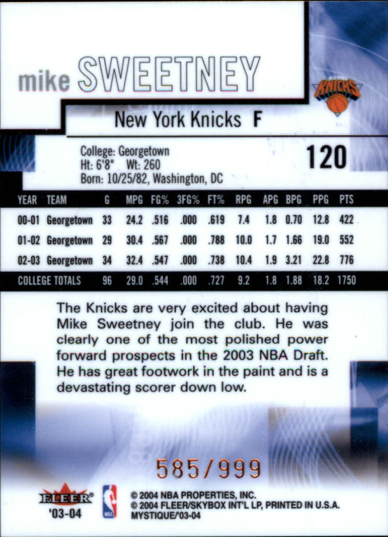 2003/2004 Mystique (Fleer) Basketball - Picture 197 of 231