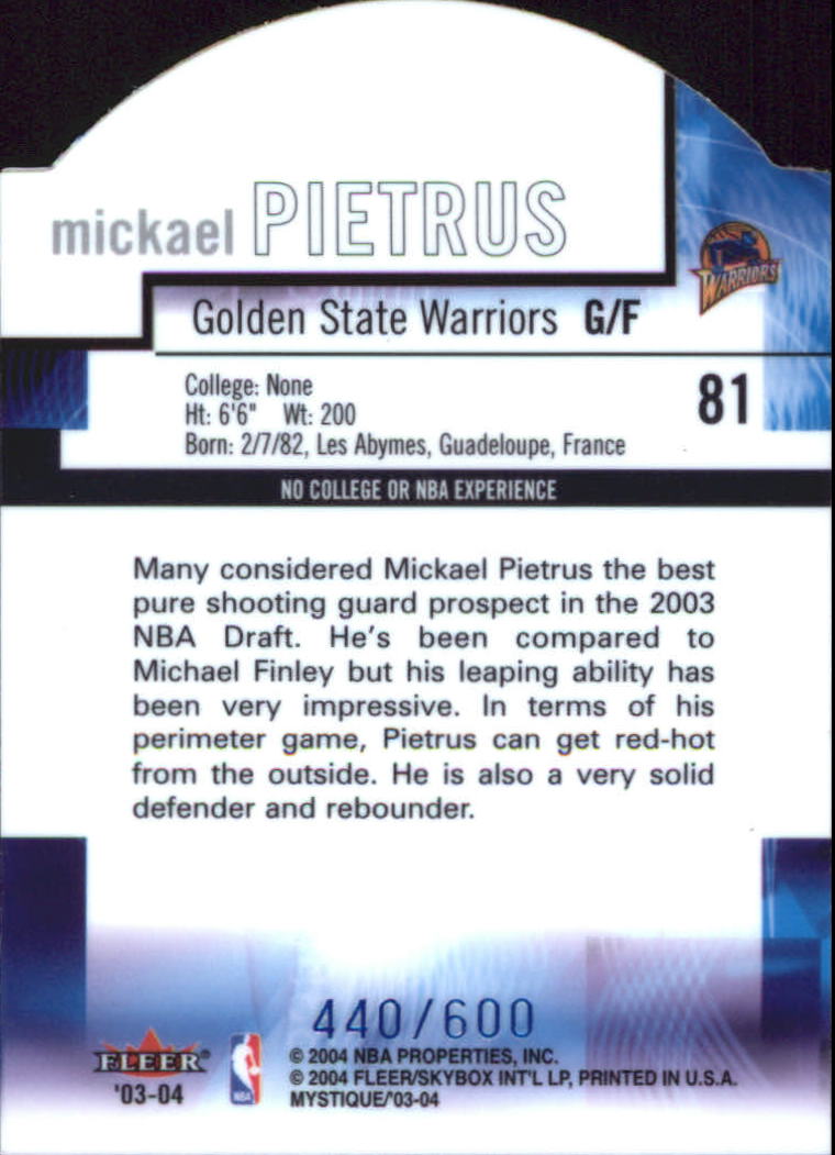 2003/2004 Mystique (Fleer) Basketball - Picture 201 of 231