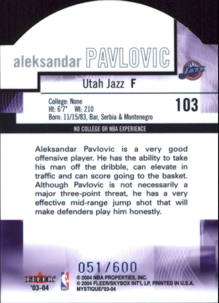 2003/2004 Mystique (Fleer) Basketball - Picture 217 of 231