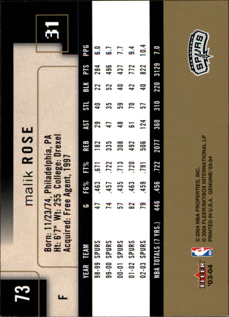 2003/2004 Genuine Insider (Fleer) Basketball - Picture 147 of 216