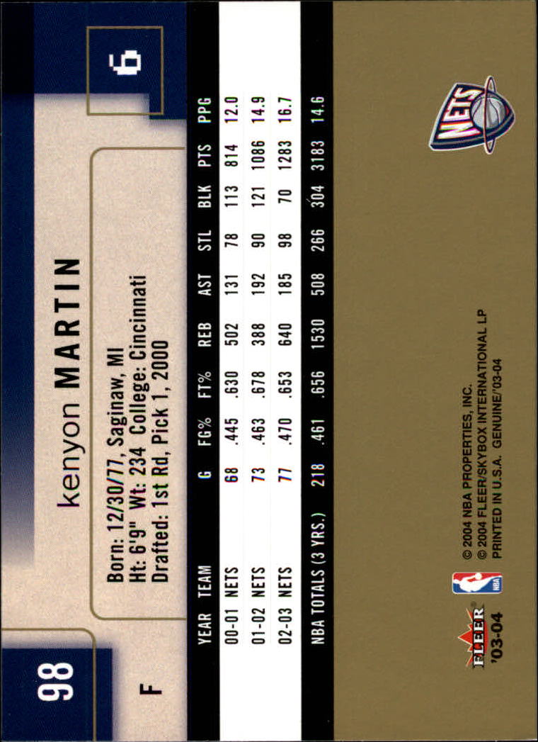 2003/2004 Genuine Insider (Fleer) Basketball - Picture 197 of 216