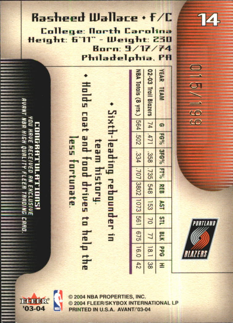 2003/2004 Avant (Fleer) Basketball - Picture 129 of 131