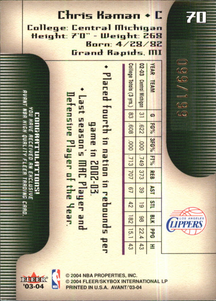 2003/2004 Avant (Fleer) Basketball - Picture 131 of 131